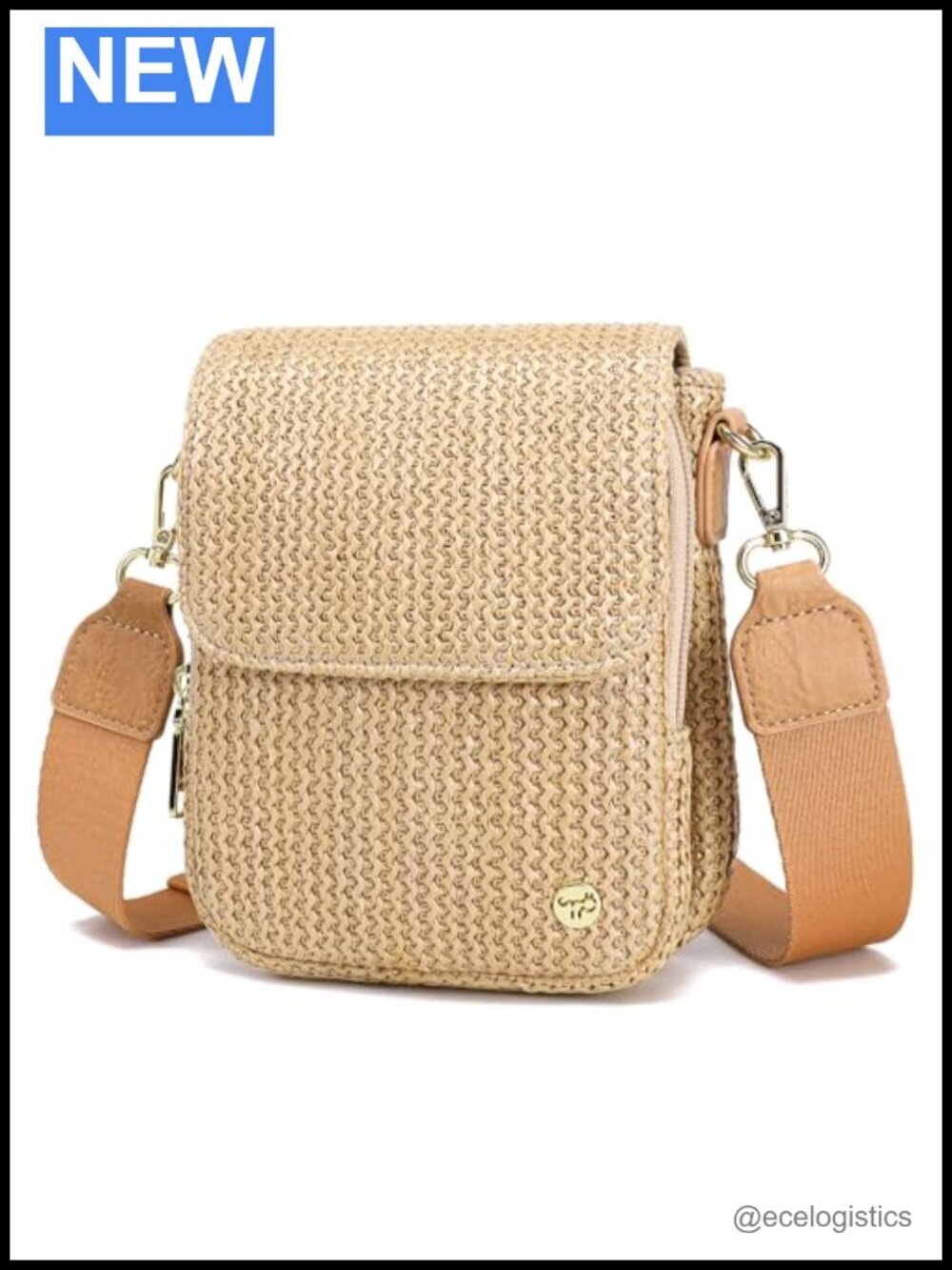 Faux Straw Crossbody Bag with RFID - Small Summer Purse Woven Beach Travel